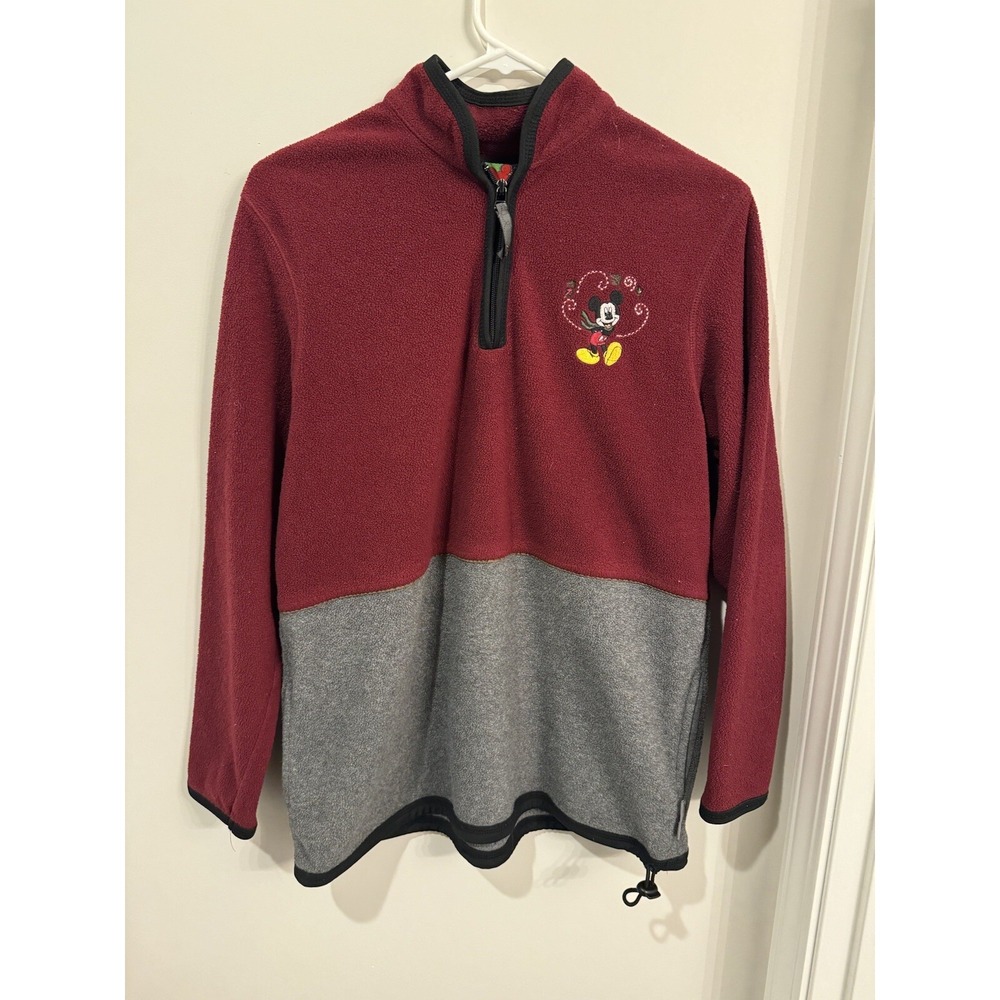 Vintage Disney Mickey Unlimited 1/4 Zip Fleece Pullover Small Embroidered